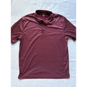 Greg Norman Polo Shirt Mens Large Red Burgundy Stripe ML75 Performance Golf Dry